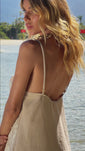 Stories de Pré-Venda! Vestido Curto Areia com bordado Bege