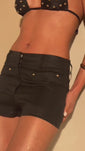 Stories de Mini Shorts Alfaiataria de Linho Golden & Glow Preto