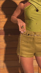 Stories de Mini Shorts Alfaiataria de Linho Golden & Glow Pistache