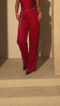 Stories de Calça Alfaiataria de Linho Golden & Glow Cereja