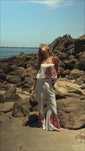 Stories de Calça Flare  Off White com bordado  Vermelho Clássico