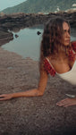 Stories de Maiô Off White - com alça Vermelho Clássico