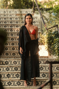 Saída De Praia Kaftan Preta